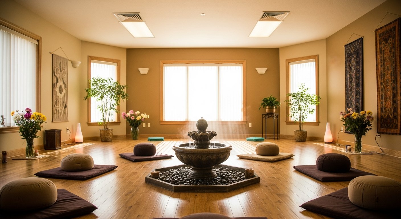 Holistic health consultation setting with supplement bottles and Australian native flowers